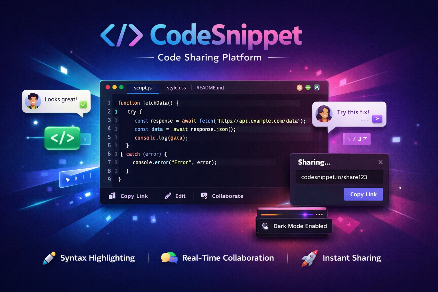 CodeSnippet - Code Sharing Platform preview
